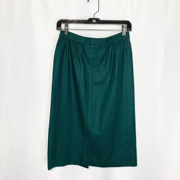 VINTAGE Pendleton Forest Green Wool Lined Pencil Skirt - Picture 2 of 5
